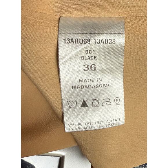 Chloe Black and Tan Midi Shift Dress Size 36 Fully Lined Front Slit Pockets - Picture 6 of 7